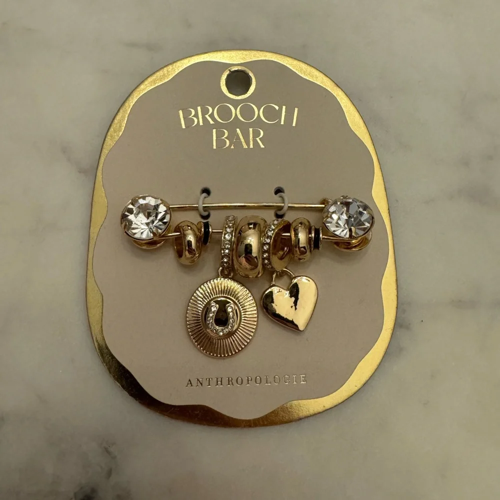 NWT Anthropologie Charmed Crystal Paperclip Brooch